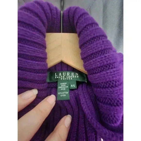 Lauren Ralph Lauren Womens Purple Knit Pullover Sweater Asymmetrical Buttons P/S - Picture 4 of 4